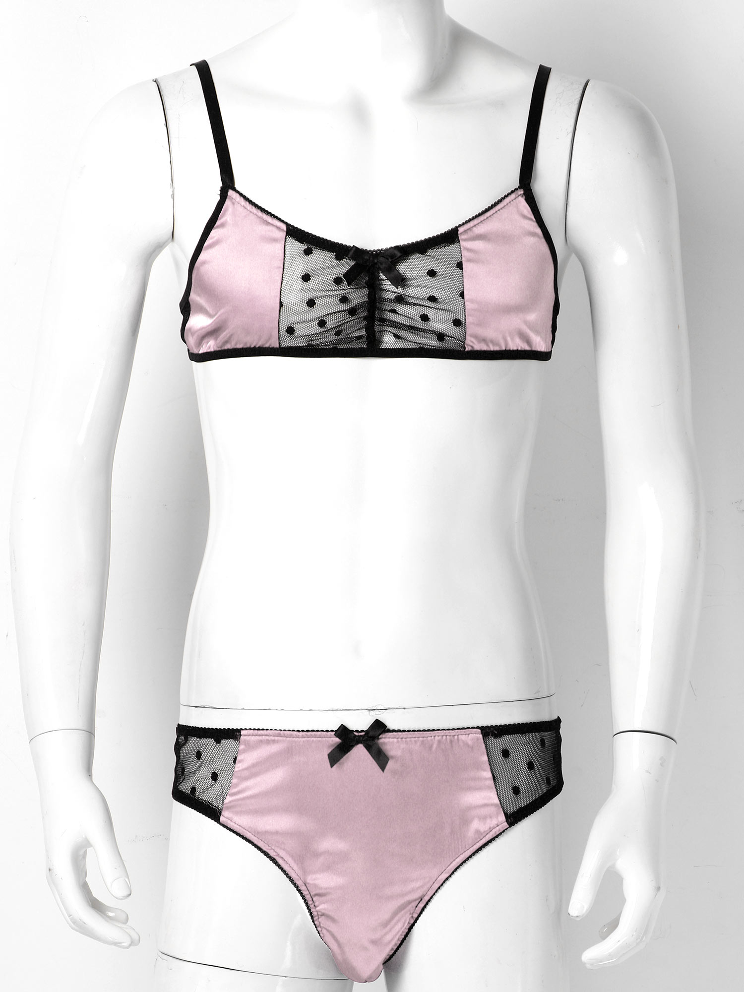 Men Satin Lingerie Suit Sissy  - Sheer Mesh Bra incelemesi ve fiyatı