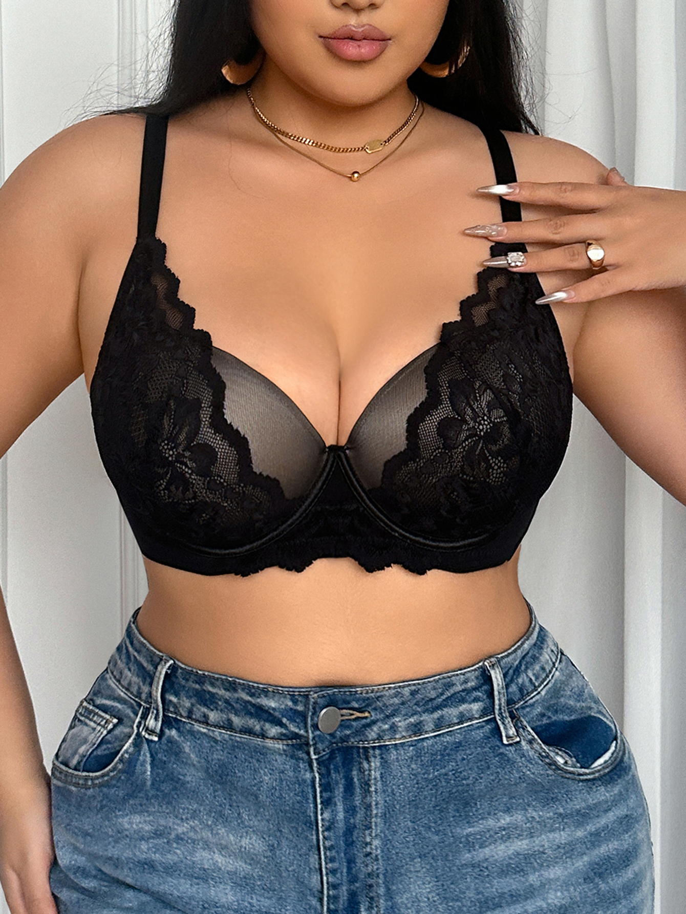 Wide Strap Plus Size Women Bra - Plunge Bra Push Up incelemesi ve fiyatı
