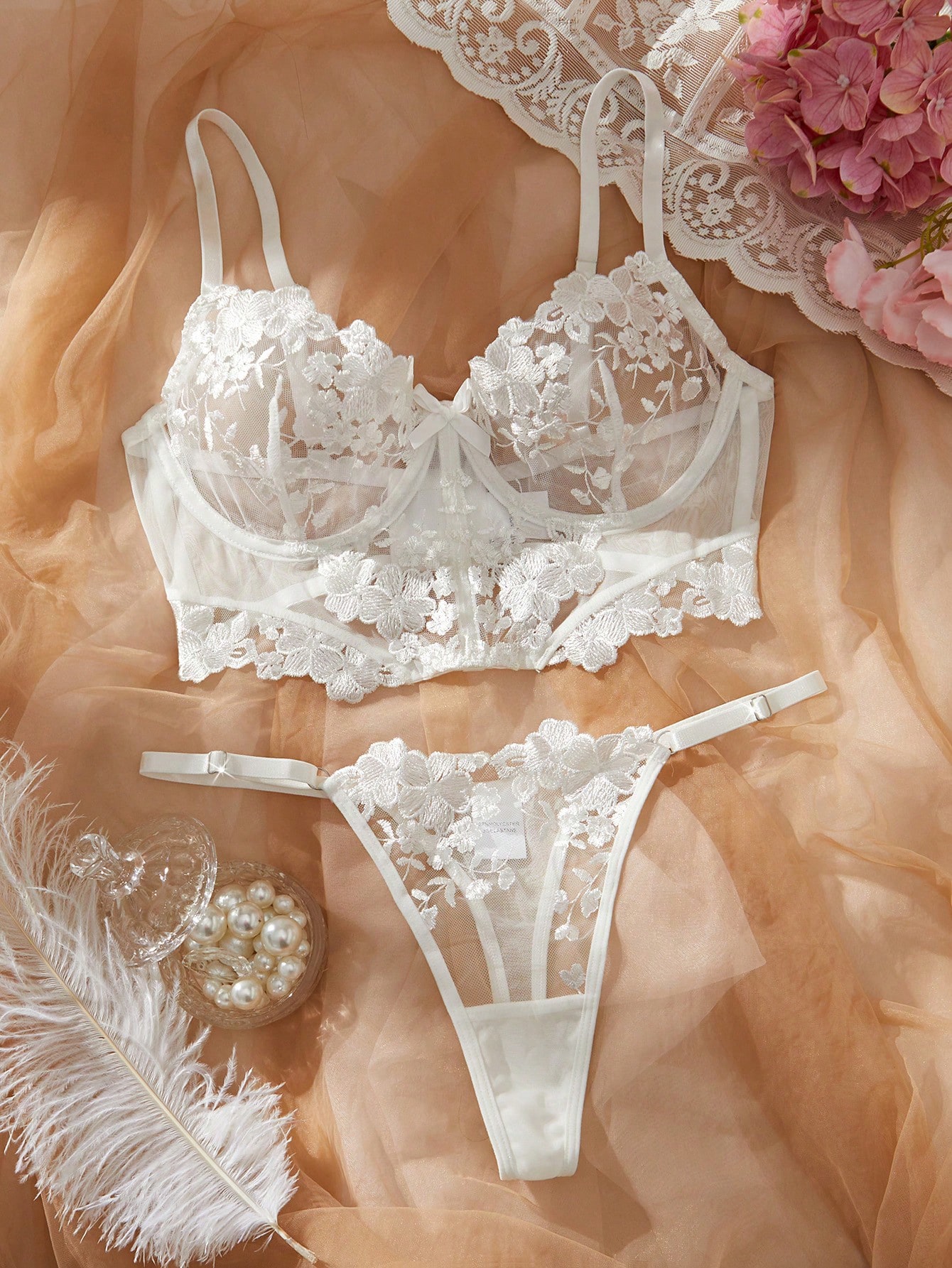 Romantic White Floral Lace Lin - Sheer Bra Lace incelemesi ve fiyatı