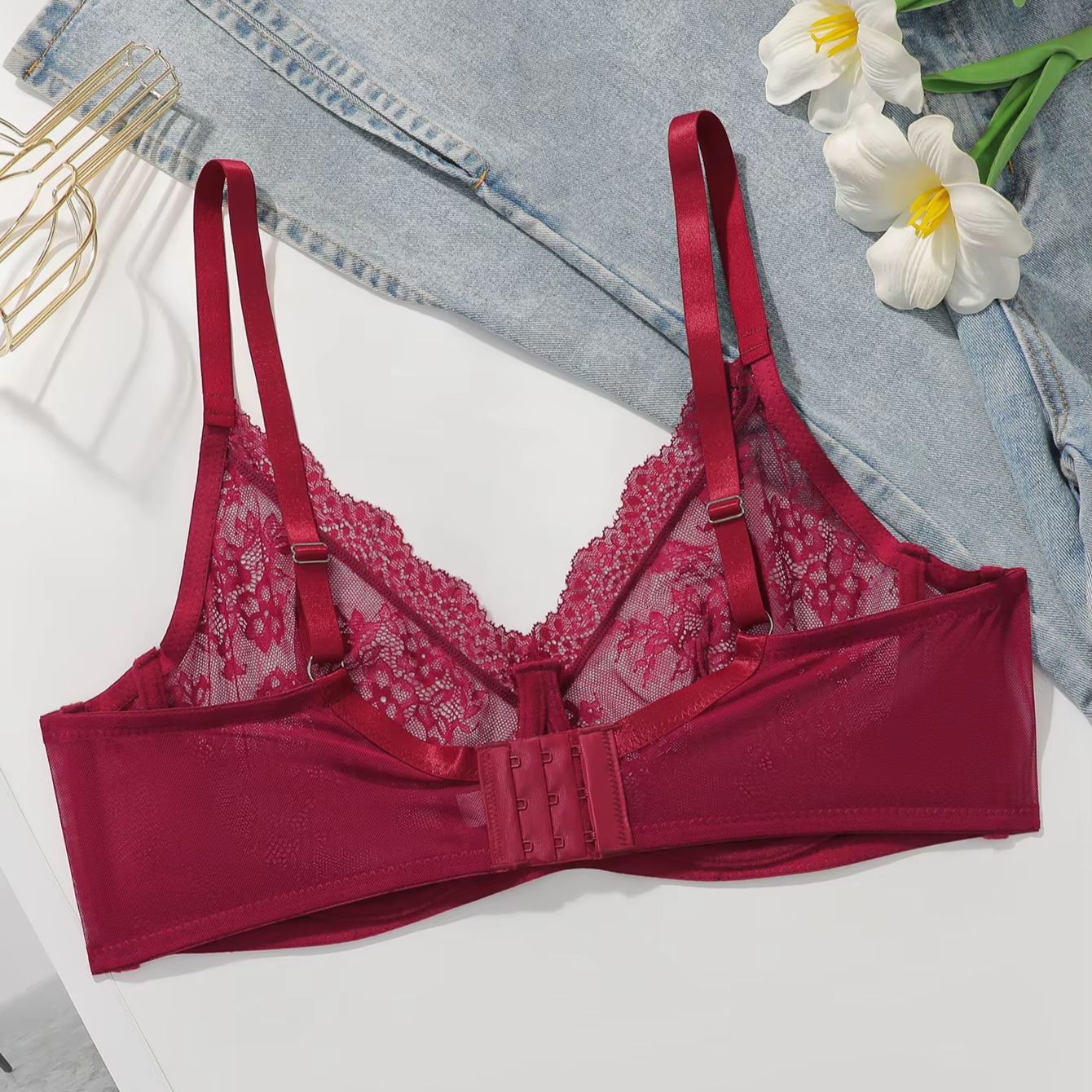 Women Plus Size Red Lace Sheer - Sheer Bra Lace incelemesi ve fiyatı