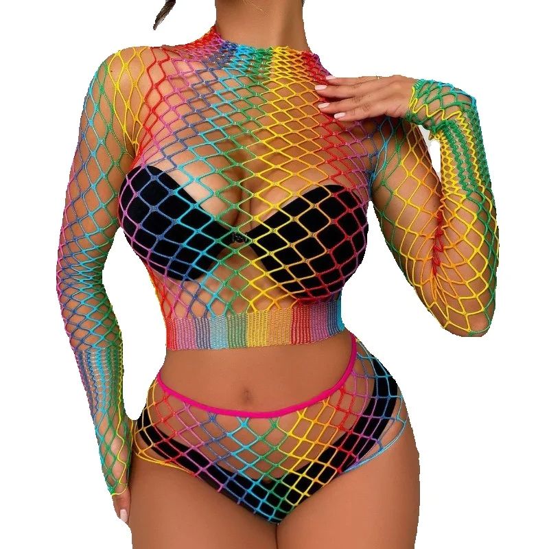 Sexy Rainbow Mesh Lingerie Set - Sheer Bra Lace incelemesi ve fiyatı